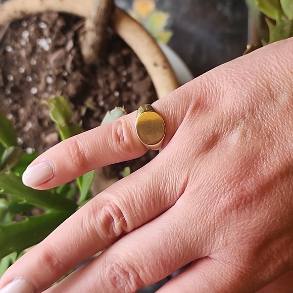 Brass Signet Pinky Ring - Picture 3 of 7